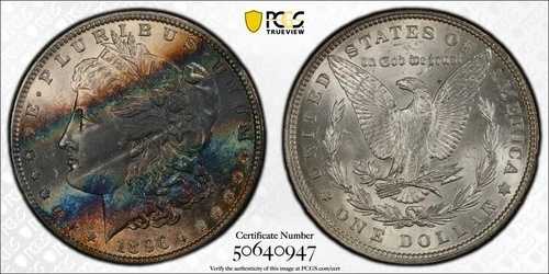 1896年 P PCGS UNC 詳細 - トーン加工 シルバー モルガン ダラー 1ドル 米国コイン #52412A