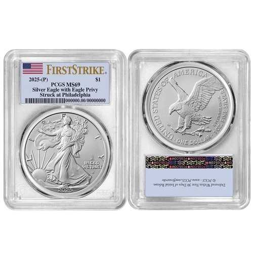 2025 P シルバー アメリカンイーグル $1 イーグル プリビー付き PCGS MS69 ファーストストライク #2