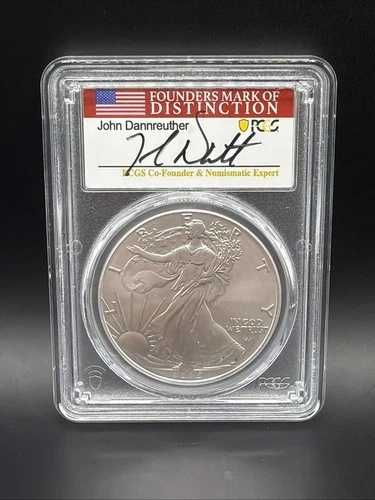 2025年 シルバーイーグル PCGS MS70 - 2025年ファーストストライク1 - ジョン・ダンルーサー直筆サイン