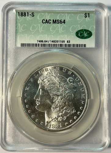 1881-S モルガン銀貨 1ドル - CACG MS64 ブラストホワイト