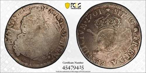 1701-A 1/2 (HALF) ECU フランス ルイ 14 世 パリフラン改革 PCGS G06 45479425
