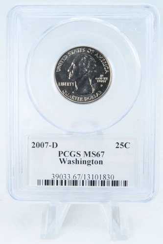 2007-D PCGS MS67 ワシントン州クォータービジネスストライク 25セント