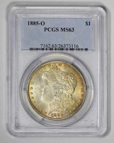1885-O モルガン銀貨 - PCGS MS63 - 部分的に変色あり