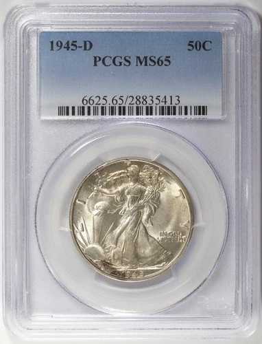 1945-D ウォーキング・リバティ シルバー ハーフドル PCGS MS65 50セント