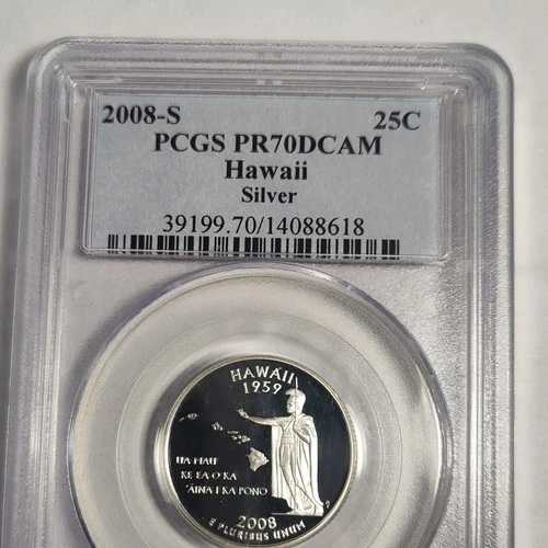 2008-S ハワイ州シルバークォーター 25セント プルーフ PCGS PR70DCAM サンフランシスコ 47,520円