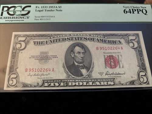 1953年 - 5ドルの法定神父。 1533 CA ブロック PCGS 64 PPQ