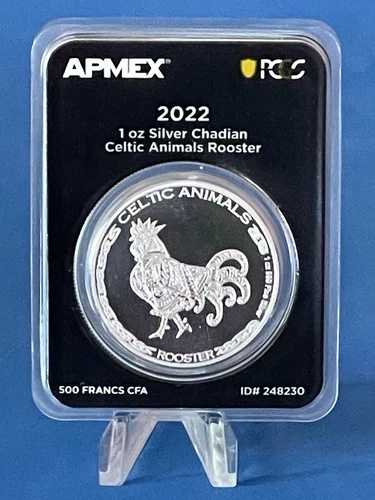 2022年 1オンス シルバー チャド ケルト動物 雄鶏コイン PCGS FS TEP