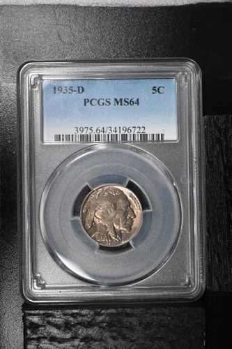 コイン：米国、1935-D、PCGS MS64 バッファローニッケル