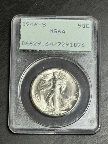 1946年 S ウォーキング・リバティ ハーフダラー PCGS MS64 OGH ラトラーホルダー (Slab3164)