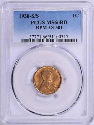 1938年 S/S リンカーン セント FS 501 PCGS MS66 レッド