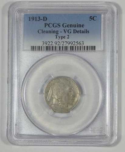 PCGS 純正 1913-D タイプ2 バッファローニッケル VG 詳細