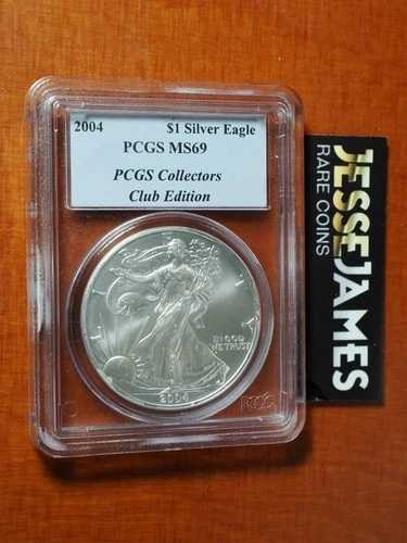 2004年 1ドル アメリカン シルバー イーグル PCGS MS69 コレクターズクラブエディションラベル