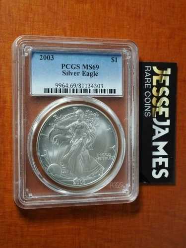 2003年 1ドル アメリカン シルバー イーグル PCGS MS69 クラシック ブルー ラベル
