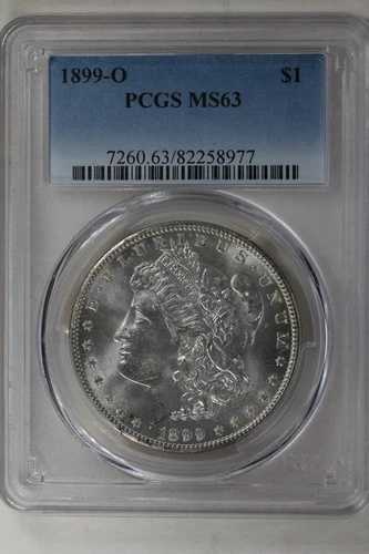 1899-O $1 PCGS MS63 モルガン銀貨、ミス・リバティ・ヘッド・ドル