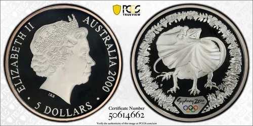 2000 P PCGS PR70 DCAM トップポップ オーストラリア 1オンス シルバー オリンピック リザード コイン #52127A