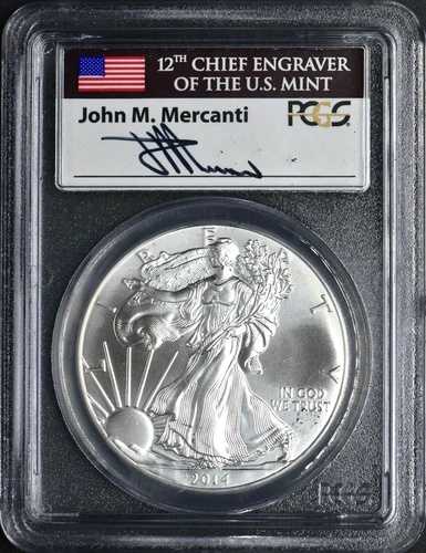 2014年 シルバーイーグル PCGS MS70 フラッグマーカンティ ファーストストライク
