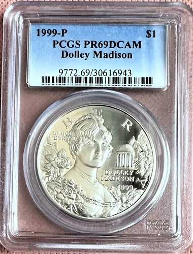 1999-P ドリー・マディソン記念ドルコイン PCGS PR69 ディープカメオ