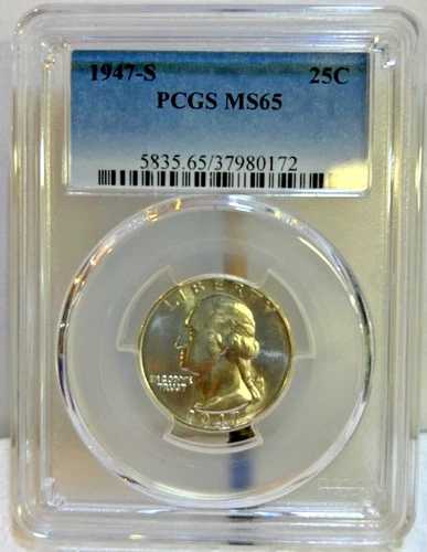 1947-S シルバー ワシントン クォーター MS 65 PCGS、美しいコイン、ブラスト ホワイト!! 47,520円