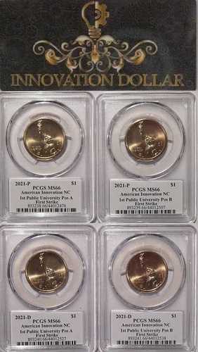 2021 P & D イノベーション ドル $1 ノースカロライナ州立大学 PCGS MS66 ファーストストライク A&B