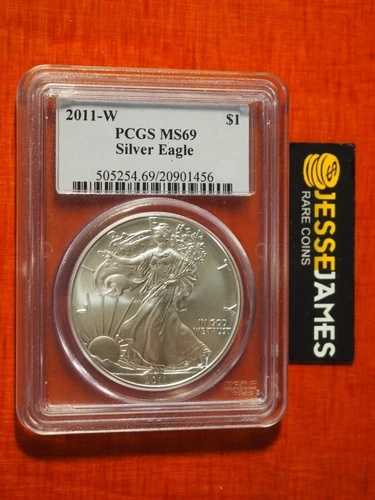 2011年 W バーニッシュド シルバー イーグル PCGS MS69 クラシック ブルー ラベル