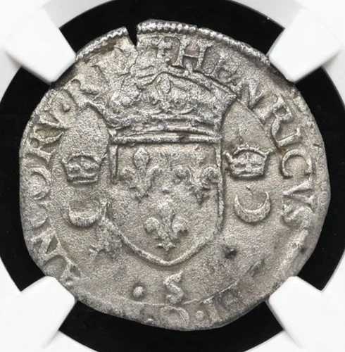 フランス アンリ 2 世 1552 シルバー ドゥザン オー クロワッサン パリ 1547-1559、NGC XF
