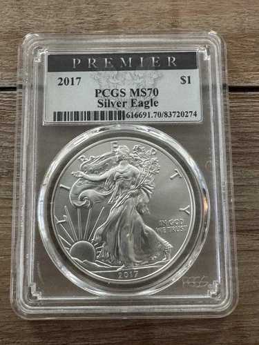 2017年 1ドル アメリカン シルバー イーグル PCGS MS70 プレミアラベル .999 純銀 1225