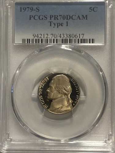 1979-S 5C PCGS PR70DCAM T1ジェファーソン トップグレード プルーフニッケルコイン