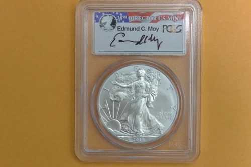 2014 $1 アメリカンシルバー イーグルドル 1オンス PCGS MS70 エドモンド・モイ サイン入り-