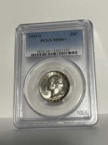 1953-S PCGS MS66+ ワシントン クォーター…ハロートーン！プラスグレード！