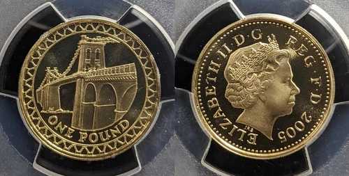 英国 2005年 プルーフポンド ?1 メナイ海峡橋 S-J19 PCGS PR69DCAM FDC UNC #3380