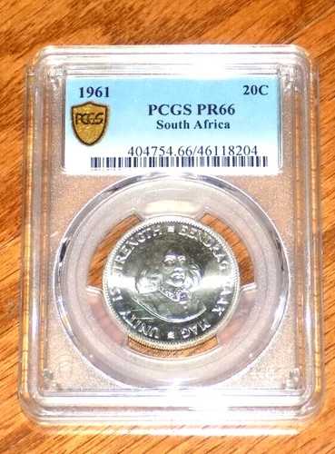 1961年 南アフリカ シルバー 20セント 20C PCGS PR66 南アフリカ プルーフコイン