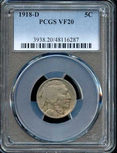 PCGS - バッファローニッケル - 5セント - 1918 D - VF20 - 3938 48,180円