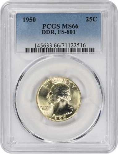 1950年ワシントン銀貨クォーター DDR FS-801 MS66 PCGS 48,180円