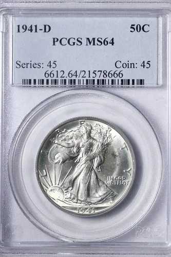 BU 1941-D ウォーキング・リバティ・ハーフダラー PCGS MS64 DILF