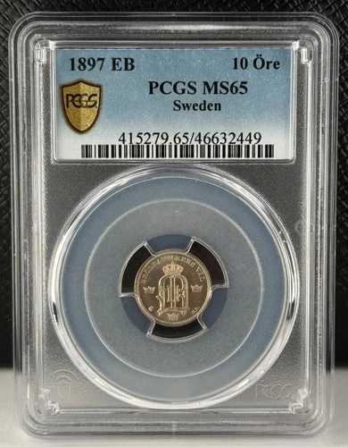 1897年 EB スウェーデン シルバー .400 10 鉱石 PCGS MS 65