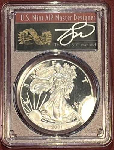 2001-W プルーフ アメリカン シルバー イーグル $1 PCGS PR69 トーマス クリーブランド アローズ POP of 8
