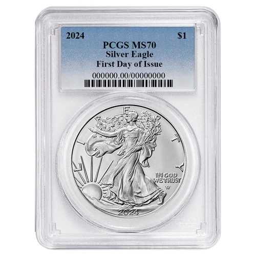 2024年 1ドル 1オンス アメリカンシルバーイーグル PCGS MS70 FDOI ブルーラベル