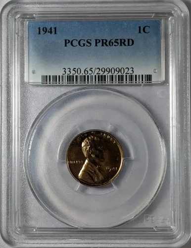 1941年 リンカーン小セント硬貨、小麦の耳、裏面 PCGS PR-65 RD
