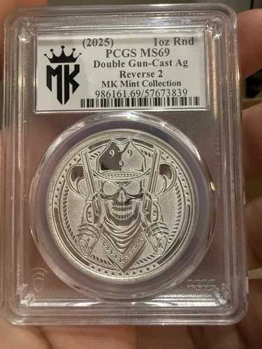 (2025) MKミント ダブルガン 1オンス .999 シルバー ラウンド PCGS MS69 | 鋳造銀貨 リバース2