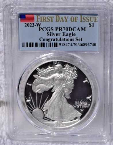 2023年 Wプルーフ シルバーイーグル PCGS PR70 DCAM 発行初日おめでとうセット