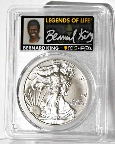 2021年 (P) エマージェンシー シルバー イーグル PCGS MS70 FS レジェンド バーナード キング サイン PSA