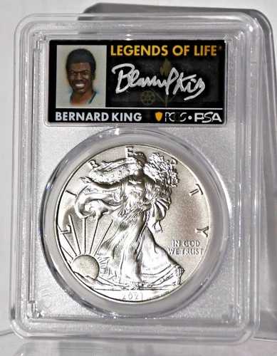 2021年 (P) エマージェンシーシルバー (0.999) イーグル PCGS MS70 FS レジェンド バーナード キング オート