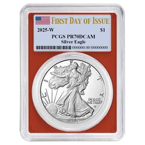 2025-W $1 1オンス プルーフ アメリカンシルバーイーグル PCGS PR70DCAM FDOI フラッグラベル レッド