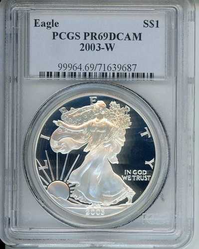 2003-W 1ドル アメリカン シルバー イーグル PCGS PF69 PR69 プルーフ PQ