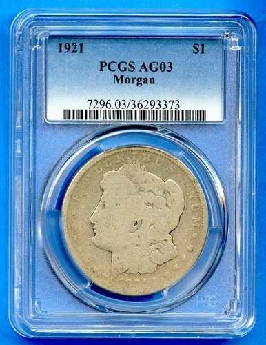 1921 P PCGS AG03 モルガン銀貨 1ドル 米国造幣局コイン 1921-P AG-03 ローボール