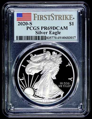 2020年 サウスアメリカン シルバーイーグル PCGS PR69DCAM ファーストストライク フラッグラベル