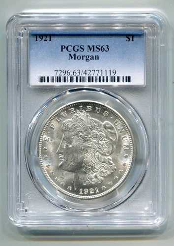 1921年 モーガン シルバードル PCGS MS63 トップ100 VAM 41B ピットリバース 美品 オリジナル