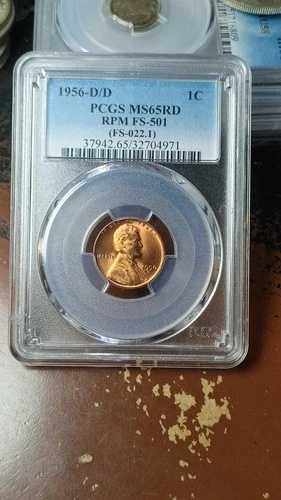 1956年 D/D FS-501 リンカーン ウィート セント ペニー PCGS MS65 RD レッド RPM 5445
