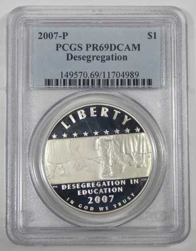 2007-P 人種差別撤廃記念発行 $1 PCGS PR69DCAM 26.73g .900 シルバー