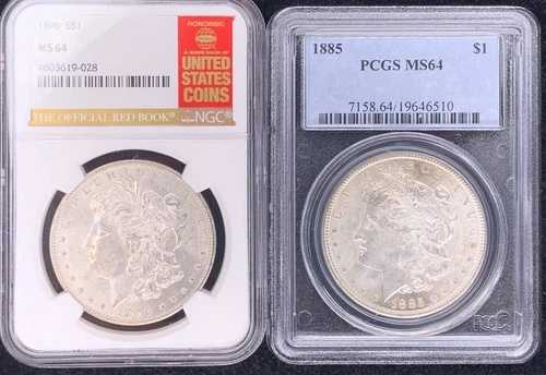 1921年以前のモルガン・ダラー銀貨 NGC / PCGS MS64 S$1 ミックス日付コイン 1枚セット